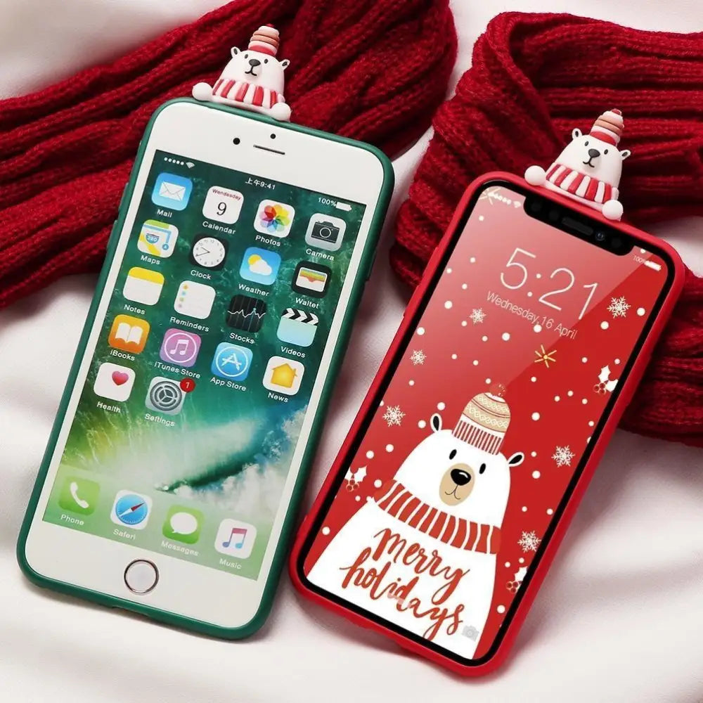 Festive 3D Soft Rubber Christmas Character Case for Apple iPhone - phone case