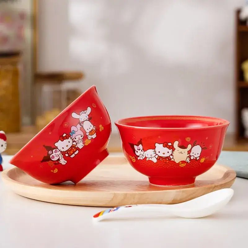 Festive Friends Serving Bowls for a Kawaii Holiday Celebration - Cosparty
