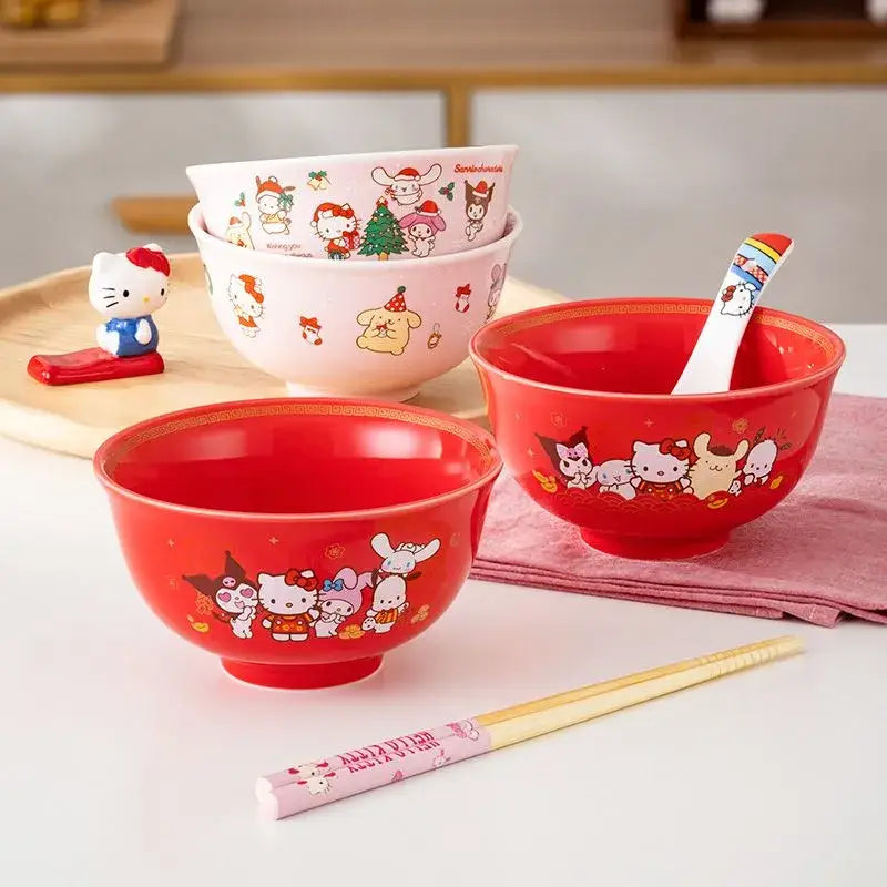 Festive Friends Serving Bowls for a Kawaii Holiday Celebration - bowls