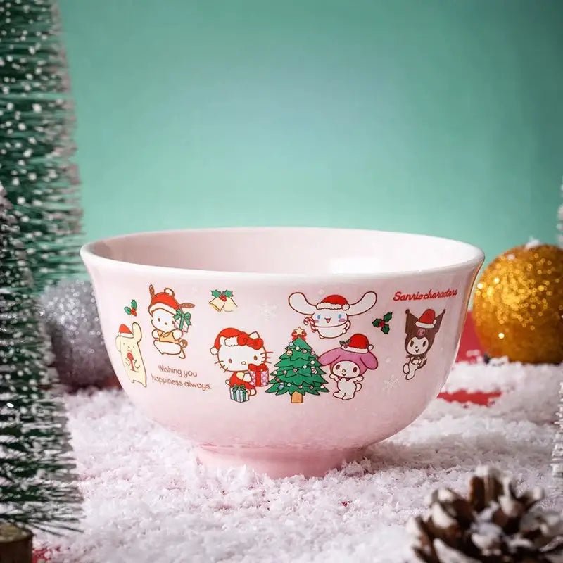 Festive Friends Serving Bowls for a Kawaii Holiday Celebration - Cosparty