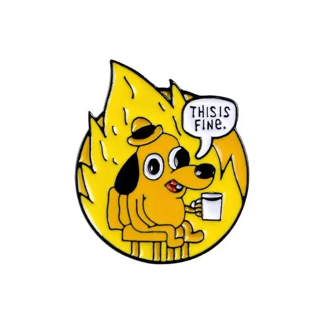 Fire Puppy Dog Meme Enamel Pin Perfect for Quirky Collectors - Style 3 - pin