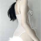 Floral Embroidered Mesh Bodysuit with Criss - Cross Harness Details - Cosparty