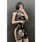 Floral Kimono Dress with High Slits and Cut - Outs - Cosparty