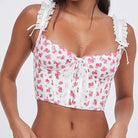 Floral Nymphette Lace and Ribbon Bustier Crop Top - Cosparty