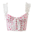 Floral Nymphette Lace and Ribbon Bustier Crop Top - S - shirt