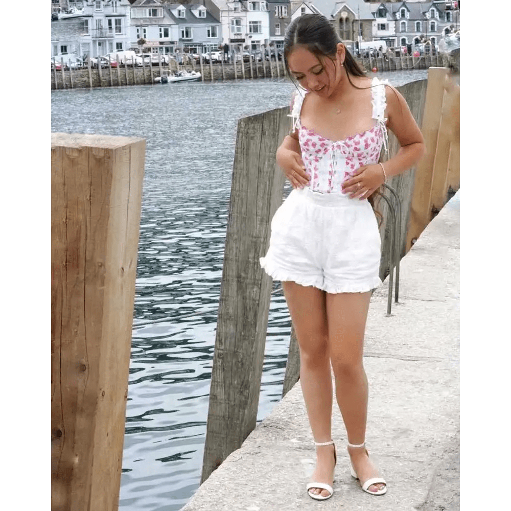 Floral Nymphette Lace and Ribbon Bustier Crop Top - Cosparty