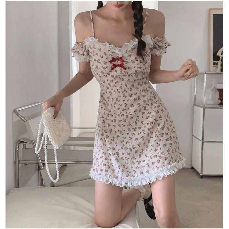 Floral Off the Shoulder Dress for an Angelic Look - Cosparty