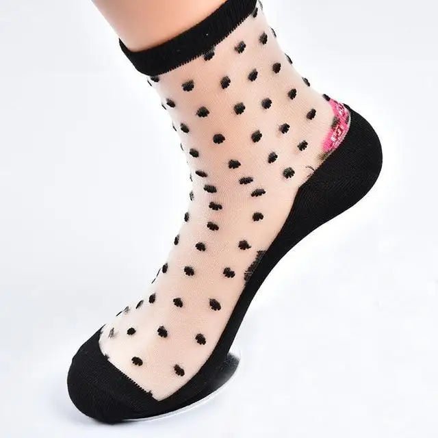 Floral Socks in Transparent Nylon for Cute Style - Cosparty