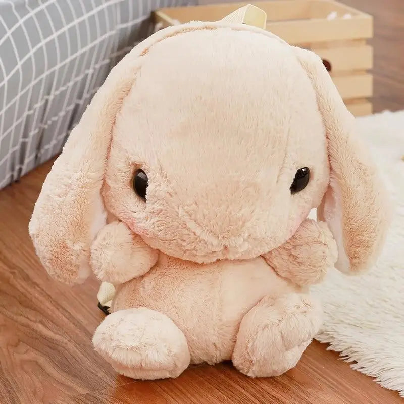 Fluffy Baby Bunny Rabbit Plush Toy Backpack for Kids - backpack