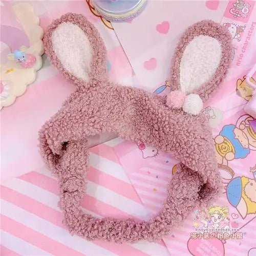 Fluffy Bunny - Eared Headband with Cute Pom Poms - Cosparty