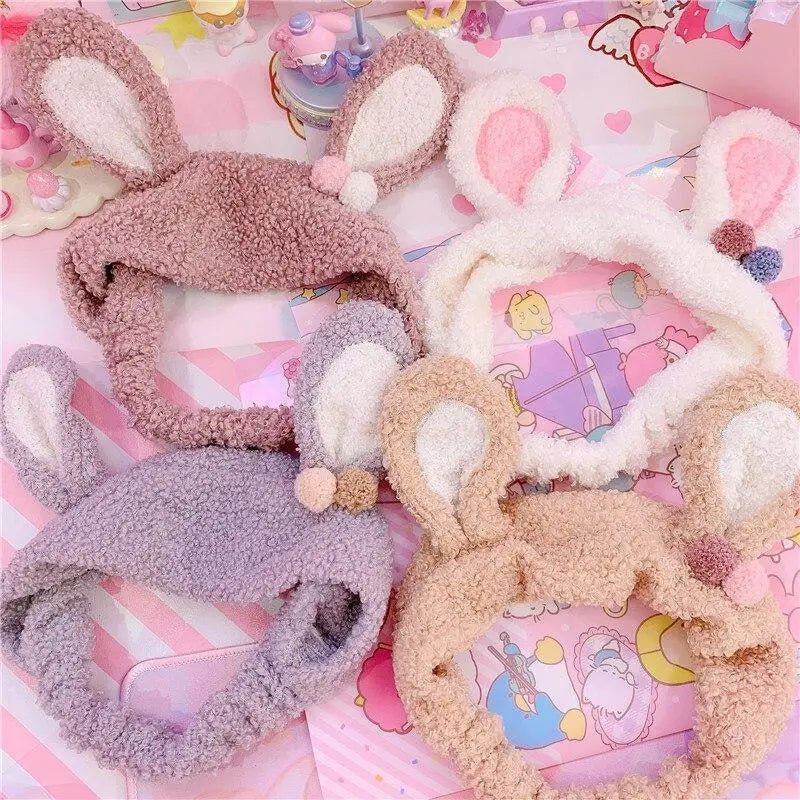 Fluffy Bunny - Eared Headband with Cute Pom Poms - Cosparty