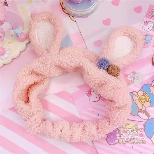 Fluffy Bunny - Eared Headband with Cute Pom Poms - Cosparty