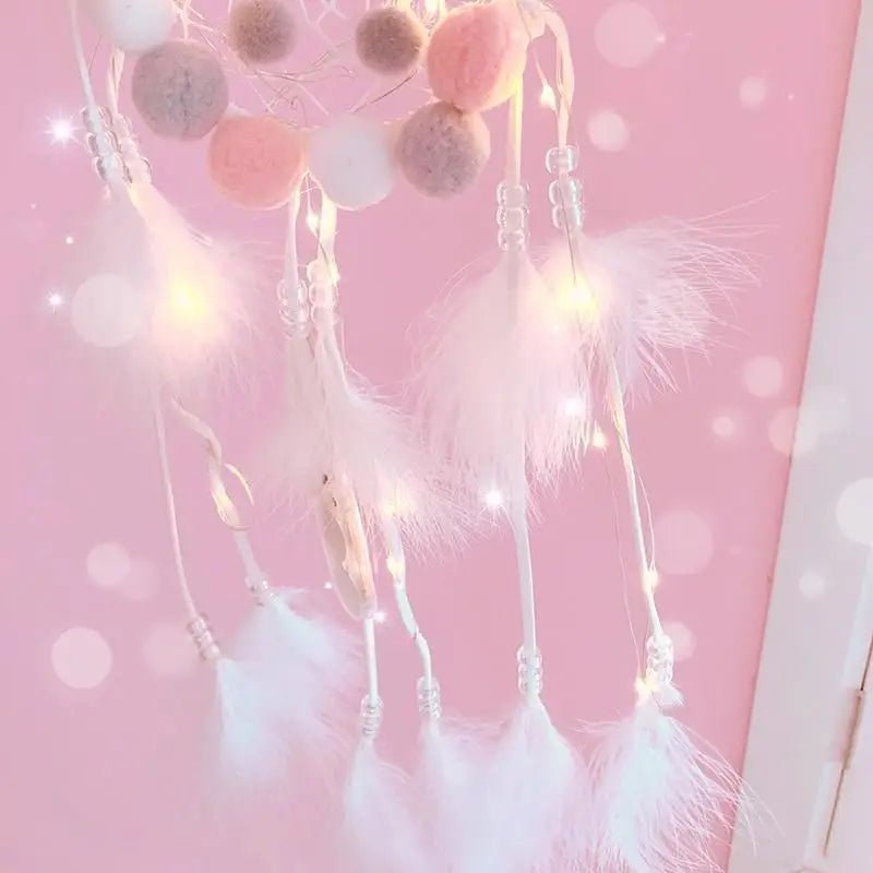 Fluffy Illuminated Dream Catcher for Charming Home Decor - Cosparty