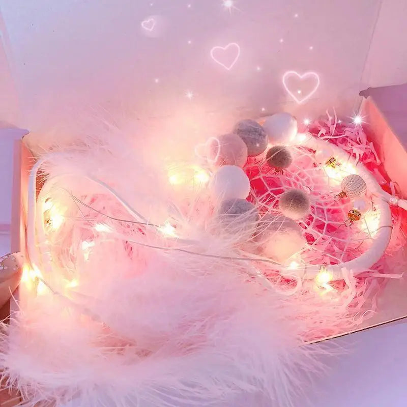 Fluffy Illuminated Dream Catcher for Charming Home Decor - home decor