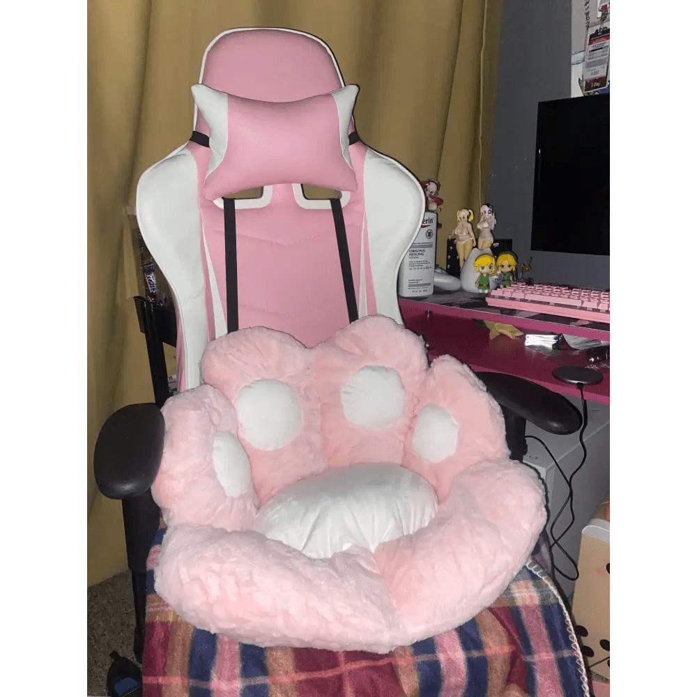 Fluffy Paw Shaped Seat Cushion for Kawaii Bedroom Decor - Cosparty