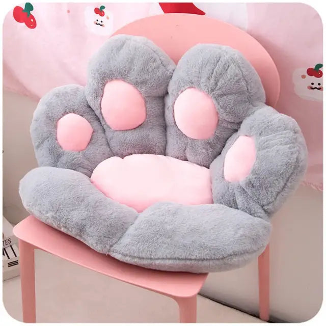 Paw Print Seat Cushion - Grey / 60x70cm - cat paw, chair, chairs, cushion, dog paw