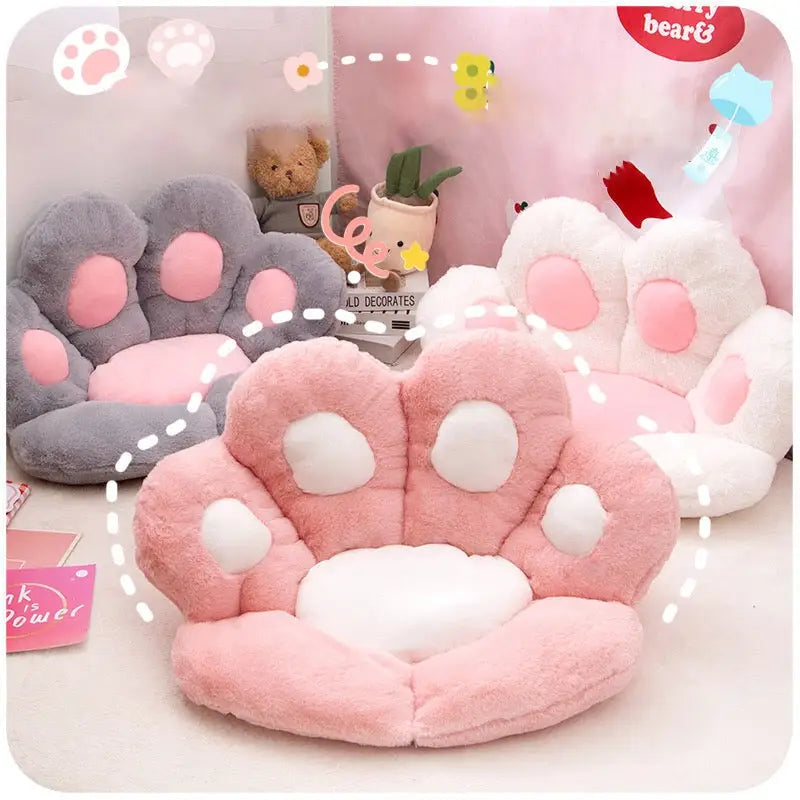 Fluffy Paw Shaped Seat Cushion for Kawaii Bedroom Decor - pillow