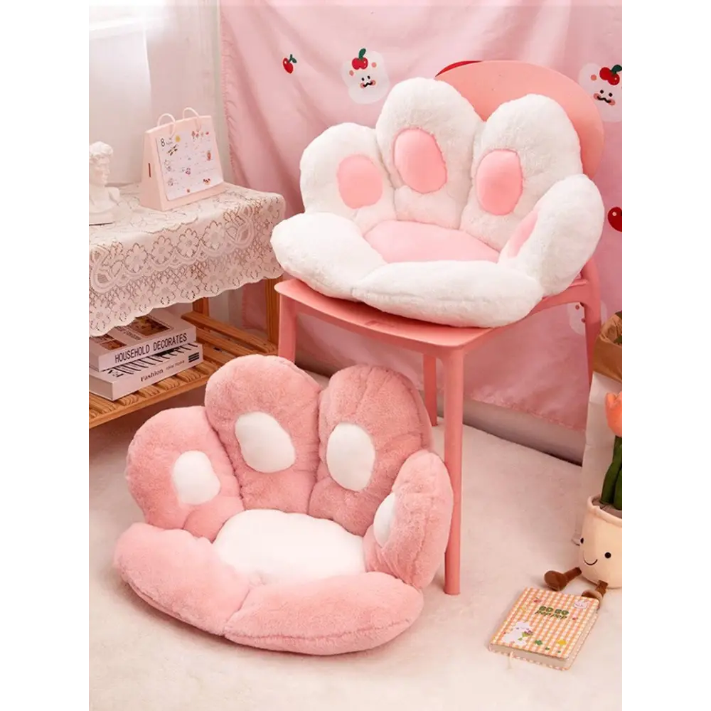 Paw Print Seat Cushion - White / 60x70cm - cat paw, chair, chairs, cushion, dog paw