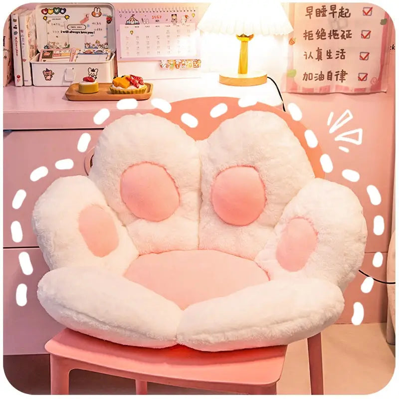 Fluffy Paw Shaped Seat Cushion for Kawaii Bedroom Decor - pillow