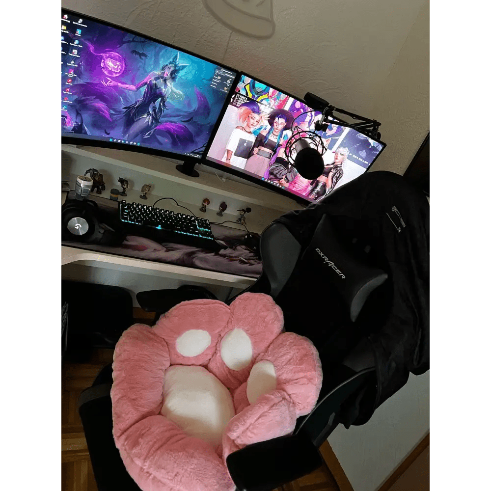 Fluffy Paw Shaped Seat Cushion for Kawaii Bedroom Decor - Cosparty