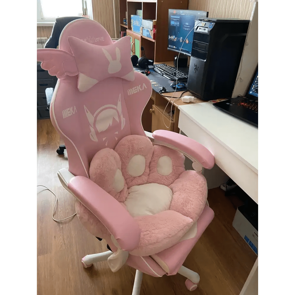 Fluffy Paw Shaped Seat Cushion for Kawaii Bedroom Decor - Cosparty
