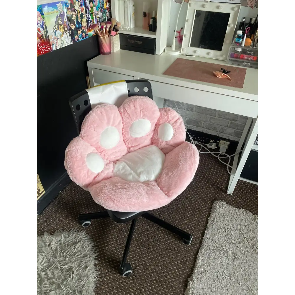 Fluffy Paw Shaped Seat Cushion for Kawaii Bedroom Decor - pillow