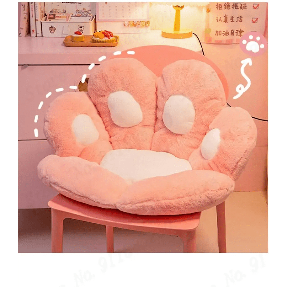 Fluffy Paw Shaped Seat Cushion for Kawaii Bedroom Decor - Cosparty
