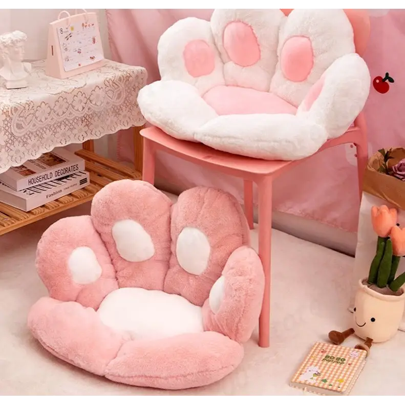 Fluffy Paw Shaped Seat Cushion for Kawaii Bedroom Decor - pillow