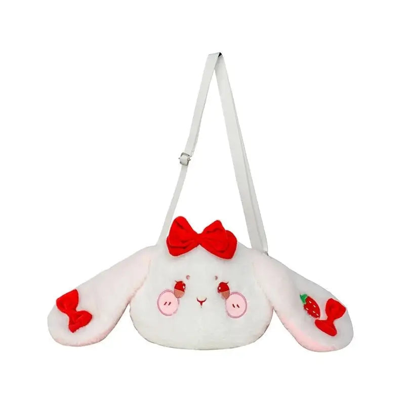 Fluffy Soft Kawaii Strawberry Bunny Handbag in Vegan Fur - Handbags