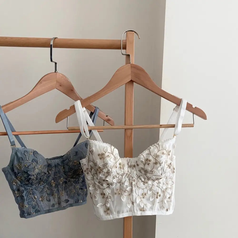 French Floral Embroidered Bustier Camisole in New Condition - crop top