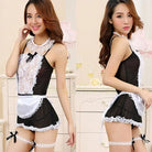 French Maid Inspired Lacy Adult Onesie with Bows and Ruffles - lingerie