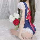 Frilly Pink Maid Onesie with Open - Crotch Romper Design - Cosparty