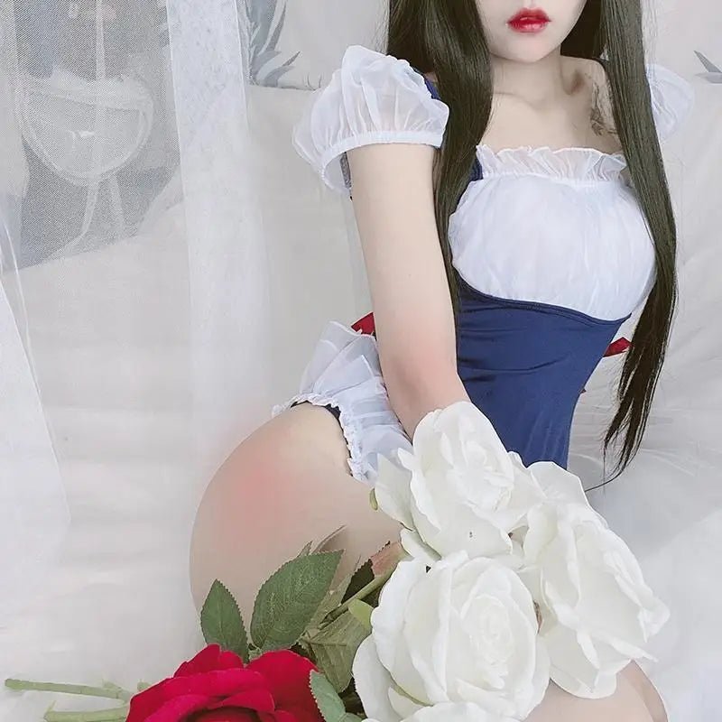 Frilly Pink Maid Onesie with Open - Crotch Romper Design - Cosparty