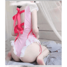 Frilly Pink Maid Onesie with Open - Crotch Romper Design - Cosparty