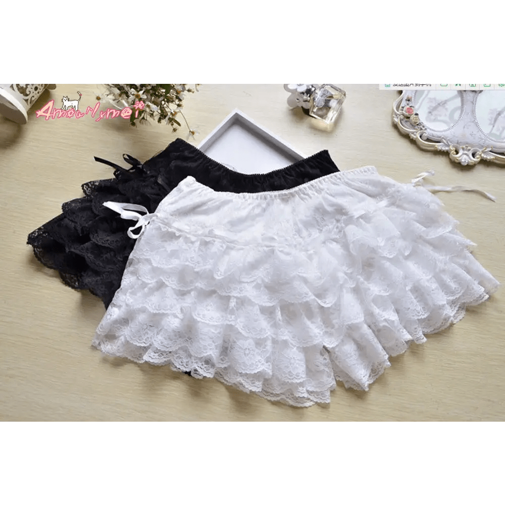 Frilly Ruffled Bloomer Shorts in Black or White - Cosparty