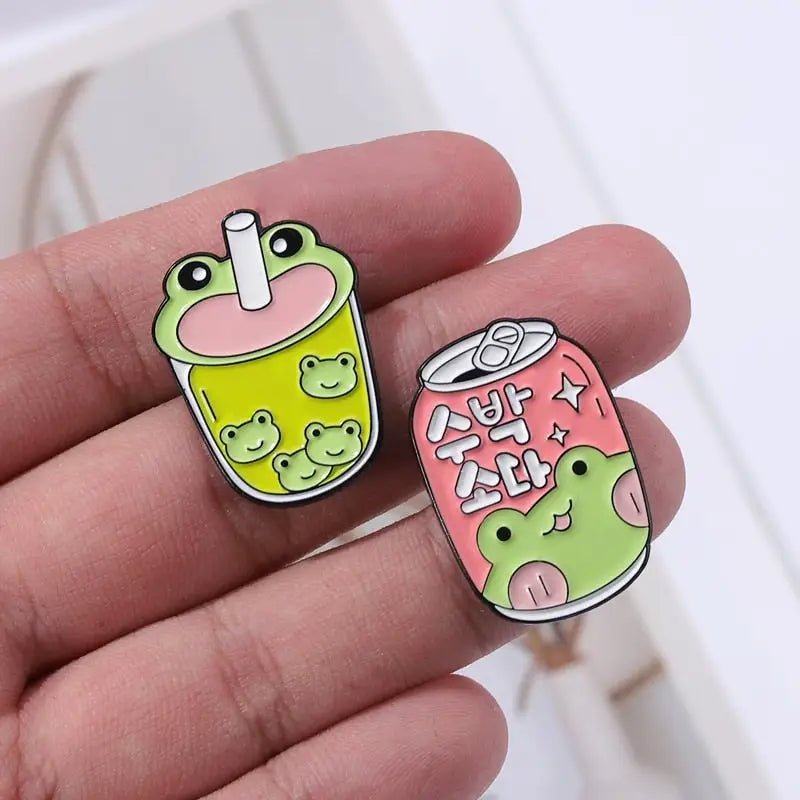 Froggy Juice Enamel Pins for Frog Lovers in Kawaii Style - Cosparty