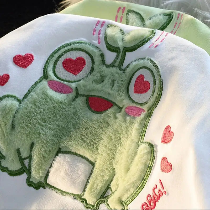 Froggy Love Fluffy Tee for Ultimate Kawaii Cuteness and Comfort - shirt