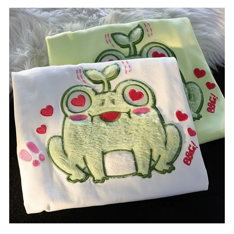 Froggy Love Fluffy Tee for Ultimate Kawaii Cuteness and Comfort - shirt