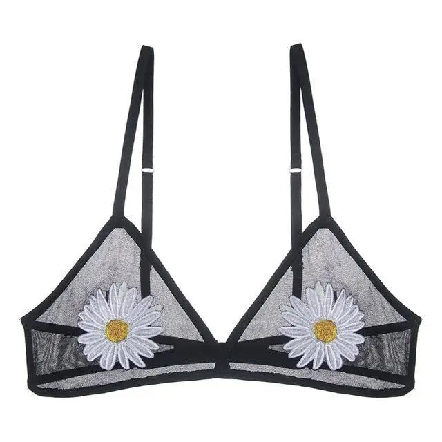 Cute Daisy Flower Transparent Clear Bralette Bra  Fruit Kawaii Lingerie