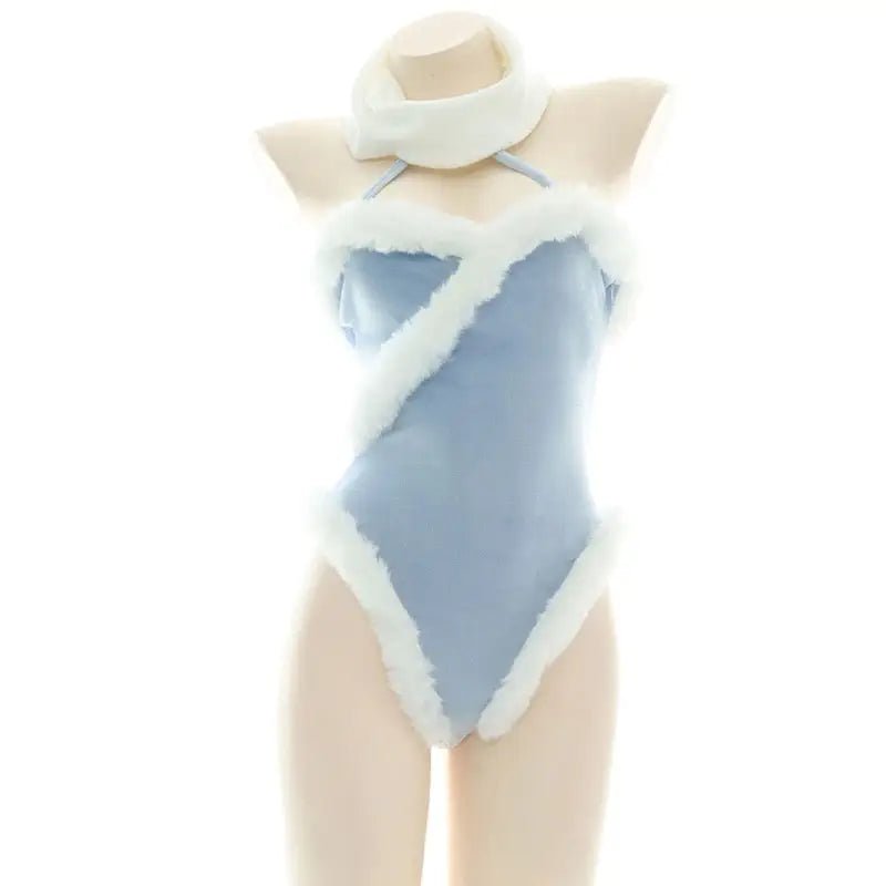 Fur Lined Blue Terry Cloth Christmas Inspired Adult Onesie - Cosparty