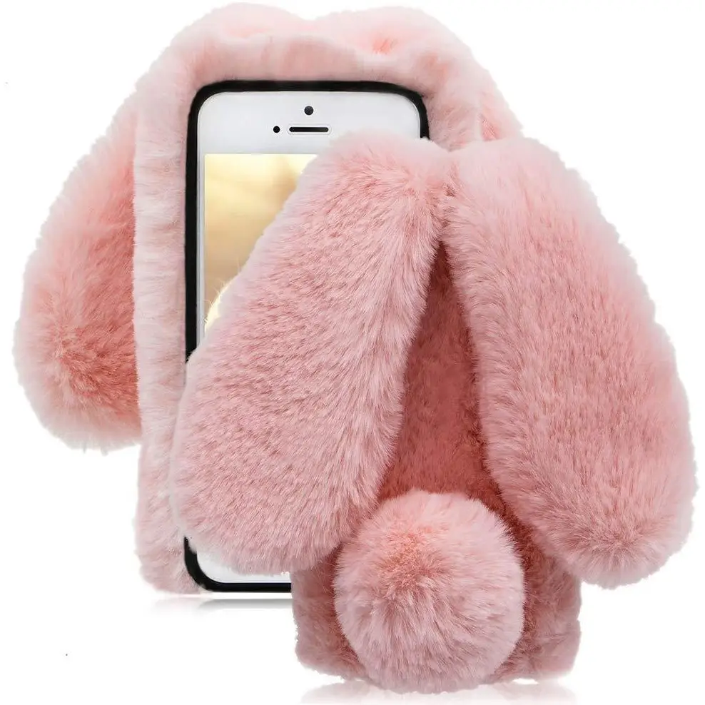 Furry 3D Bunny Ear Phone Cases for Stylish Protection - Phone Case