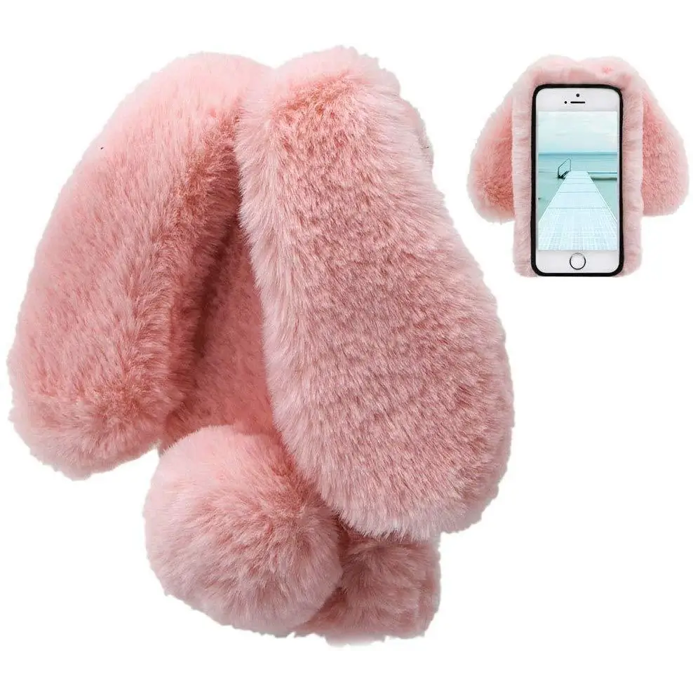 Furry 3D Bunny Ear Phone Cases for Stylish Protection - Phone Case