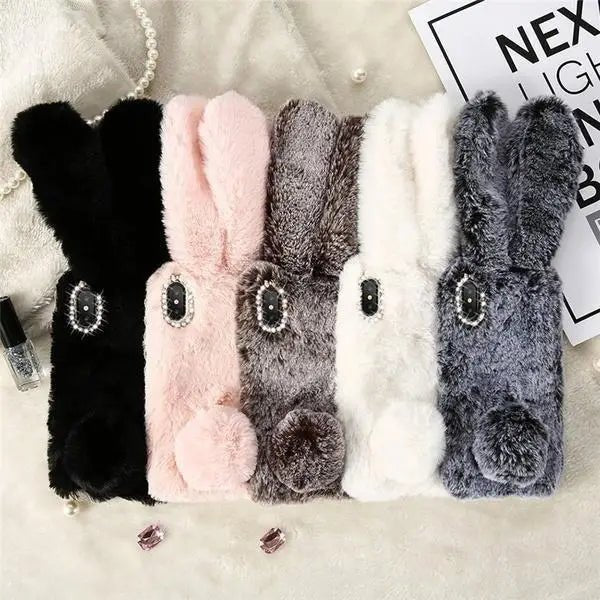 Furry 3D Bunny Ear Phone Cases for Stylish Protection - Cosparty