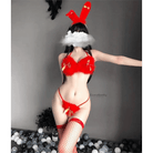 Furry Christmas Lingerie Set with Bow in Soft Red Plush Fur - Cosparty