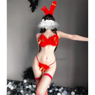 Furry Christmas Lingerie Set with Bow in Soft Red Plush Fur - lingerie set