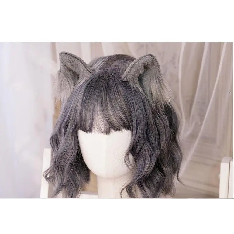 Luxury Realistic Neko Ears - Grey - hair clips