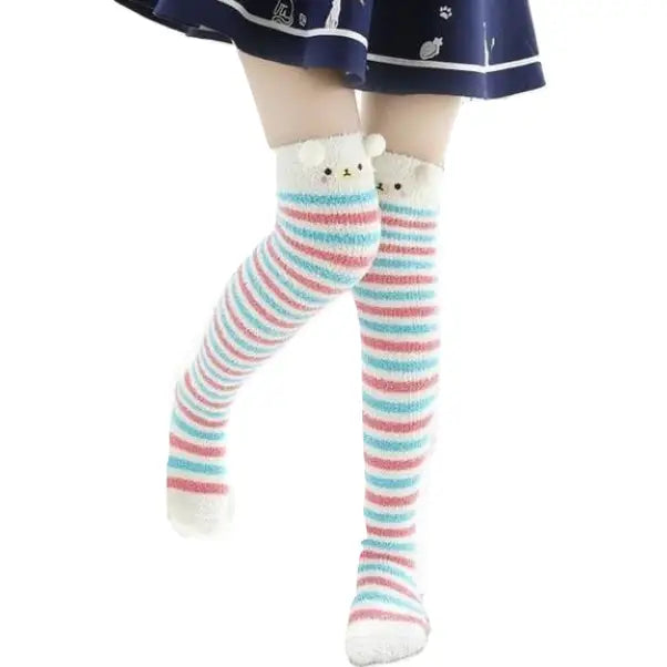 Furry Tall Thigh High Stockings for Cozy Comfort - socks