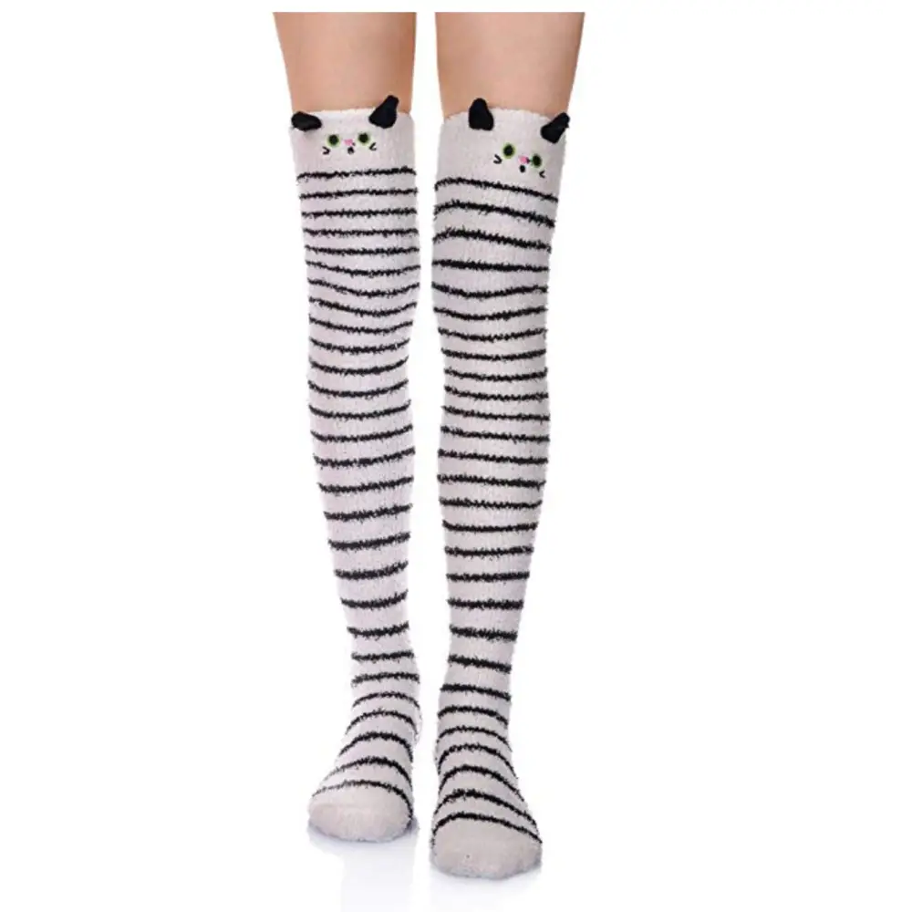 Furry Thigh High Socks for a Cozy Princess-Like Feel - socks