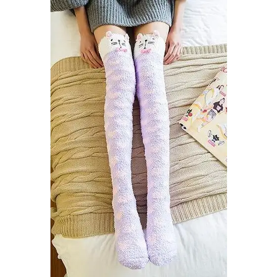 Furry Thigh High Socks for Cozy Comfort and Style - Socks