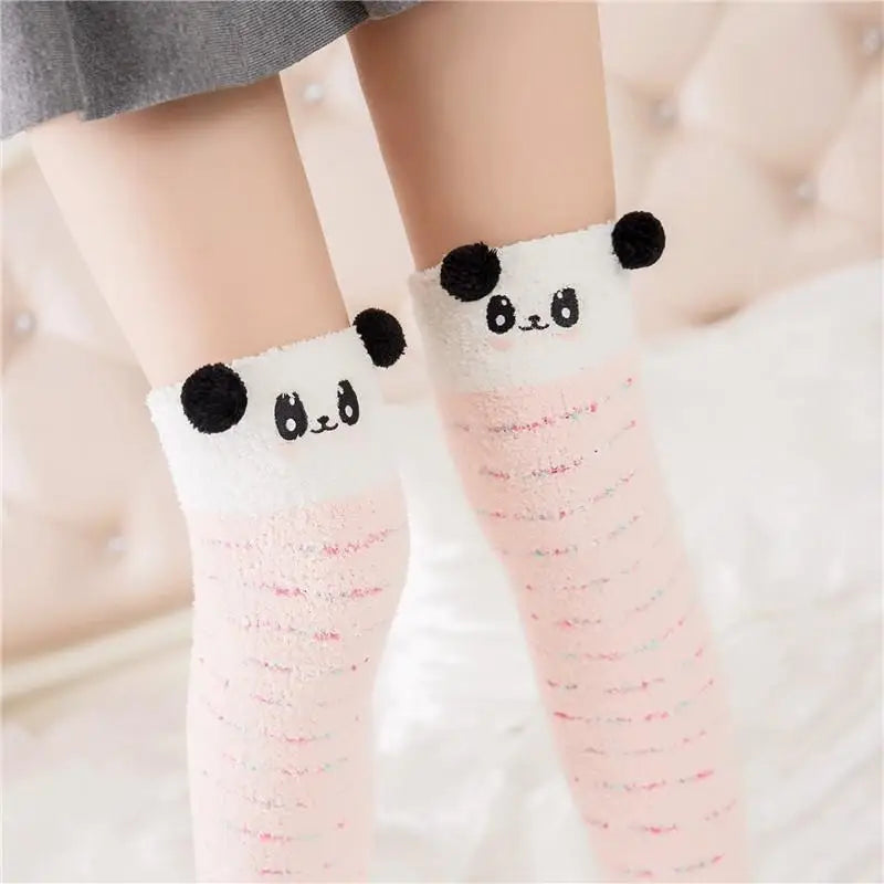 Kawaii Plush Socks Thigh Highs Tall Leg Warmers Fuzzy Warm DDLG Little Space Age Regression CGL  by Cosparty